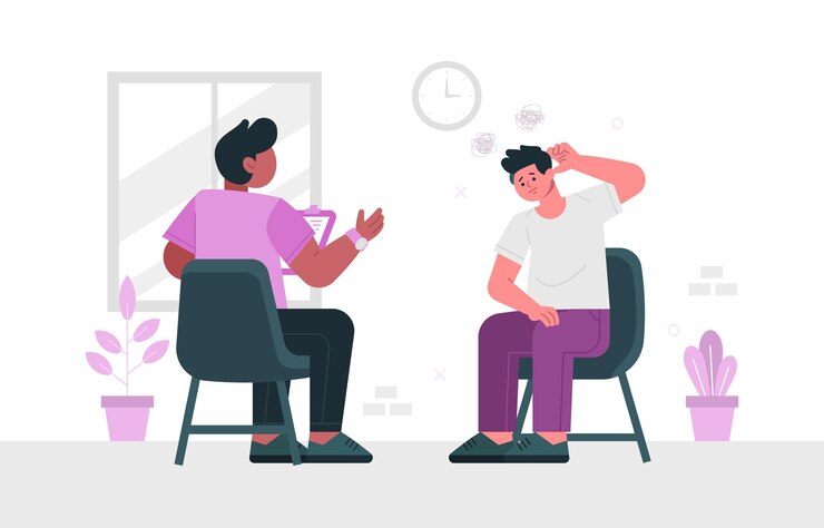 Vettore consulenza di progettazione flat concept art