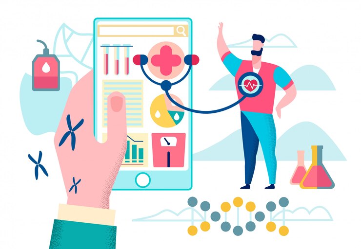 Vettore consultazione online del medico.