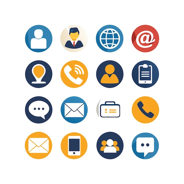 Contact Us icon set collection vector illustration per siti web e applicazioni mobili