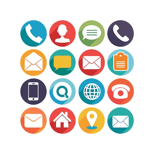 Contact Us icon set collection vector illustration per siti web e applicazioni mobili