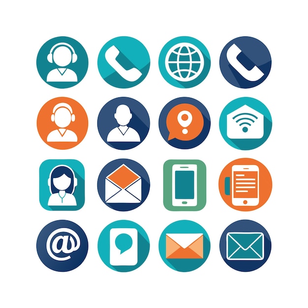 Contact Us icon set collection vector illustration per siti web e applicazioni mobili