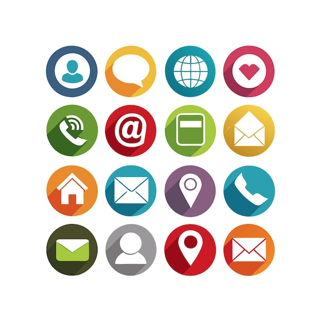 Contact Us icon set collection vector illustration per siti web e applicazioni mobili