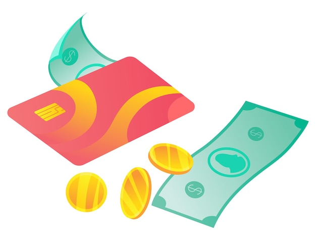 Contanti ottenere una carta bancaria vista destra icona vettore servizio di rimborso e rimborso di denaro online concetto di trasferimento di denaro conto di risparmio e-commerce illustrazione vettoriale in stile piatto