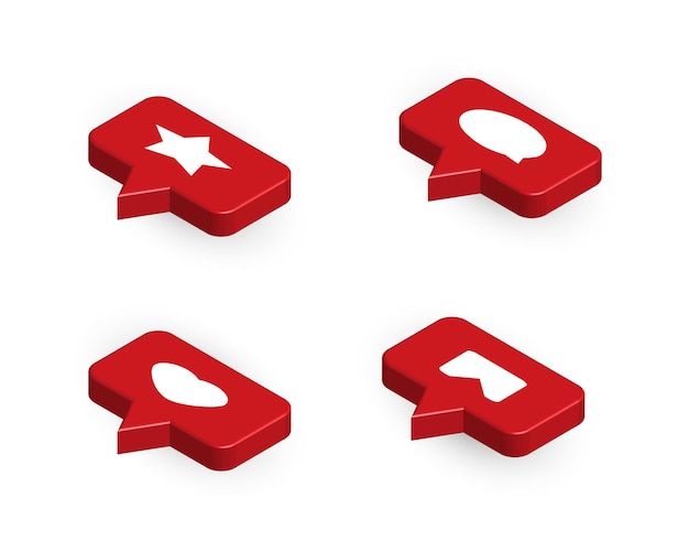 Contatore di notifica a colore rosso 3d isometrico