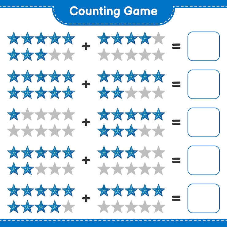 Vettore conteggio del gioco conta il numero di stelle marine e scrivi il risultato gioco educativo per bambini