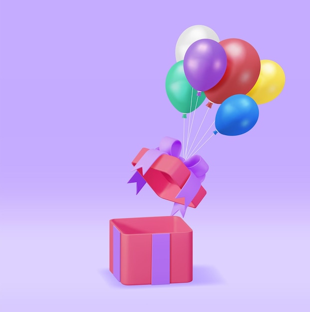 Contenitore di regalo lucido 3D con l'aerostato isolato