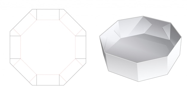 Contenitore per alimenti ottagonale fustellato templat