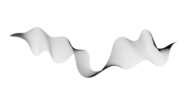 Contesto astratto con le linee di gradiente dell'onda monocromatica su priorità bassa bianca. Sfondo di tecnologia moderna, design a onde. Illustrazione vettoriale