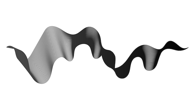 Contesto astratto con le linee di gradiente dell'onda monocromatica su priorità bassa bianca. Sfondo di tecnologia moderna, design a onde. Illustrazione vettoriale