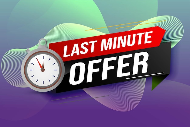 Conto alla rovescia dell'orologio dell'offerta dell'ultimo minuto Modello di progettazione banner per il marketing. Promozione ultima possibilità