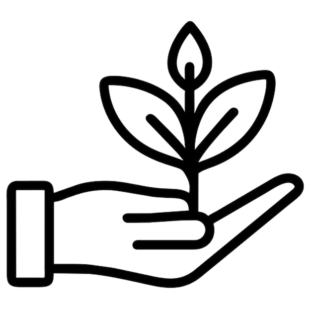 contorno dell'icona della mano e della speranza