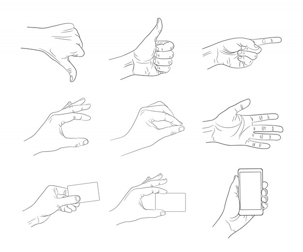 Contorno di gesti delle mani di affari