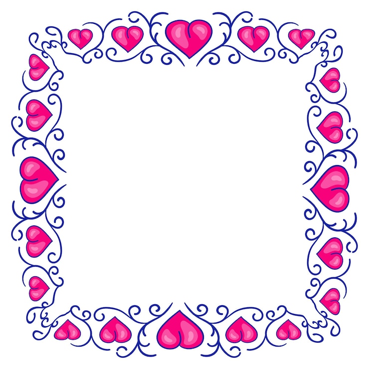 Vettore contorno e cornice a cuore a disegno piatto disegnato a mano