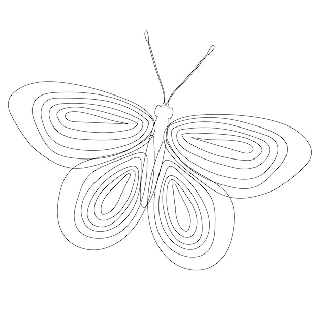 Contorno farfalla su sfondo bianco vettore isolato