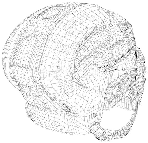 Contorno maschera da hockey su sfondo bianco. Formato EPS10. Vettore creato di 3d