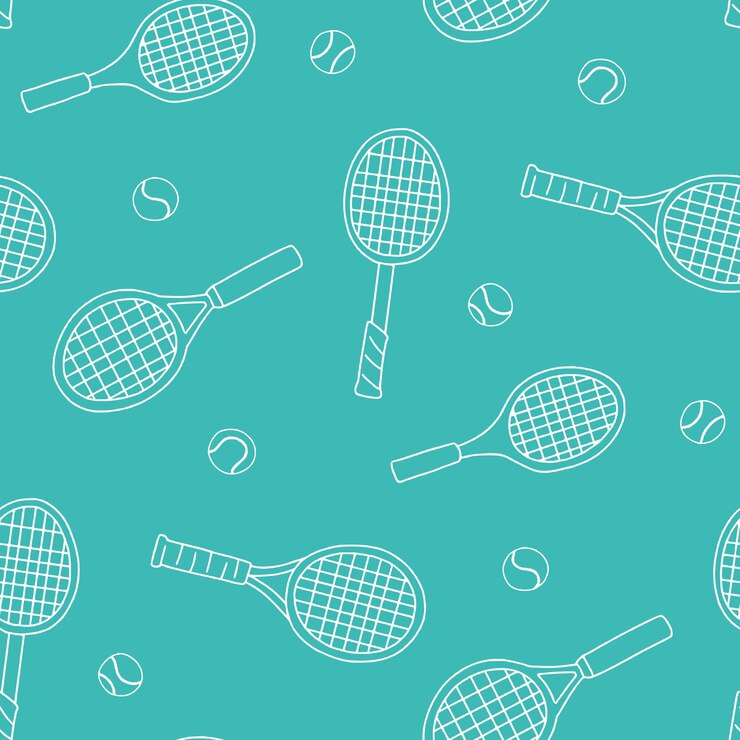 Vettore contorno palla da tennis a racchetta vettore modello senza cuciture illustrazione design