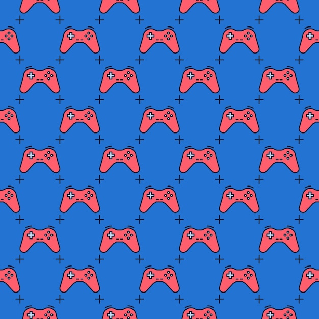 Controller di gioco rosso Gamepad vettoriale Dispositivo di controllo modello senza cuciture blu