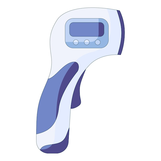Controllo della temperatura corporea del termometro a infrarossi in uno stile piatto isolato su uno sfondo bianco