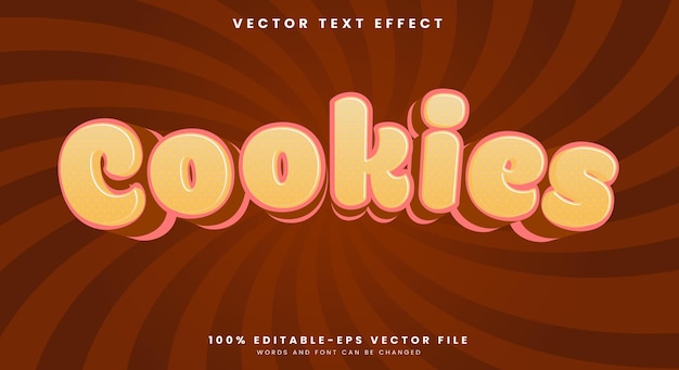 Cookie effetti di testo modificabili Modello con stile di testo dessert e torta Tema