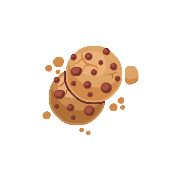 Cookie illustrazione vettoriale cookie a schegge di cioccolato icona piatta