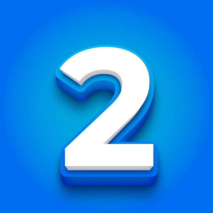 Vettore cool blue and white number 2 design con uno splendido sfondo blu