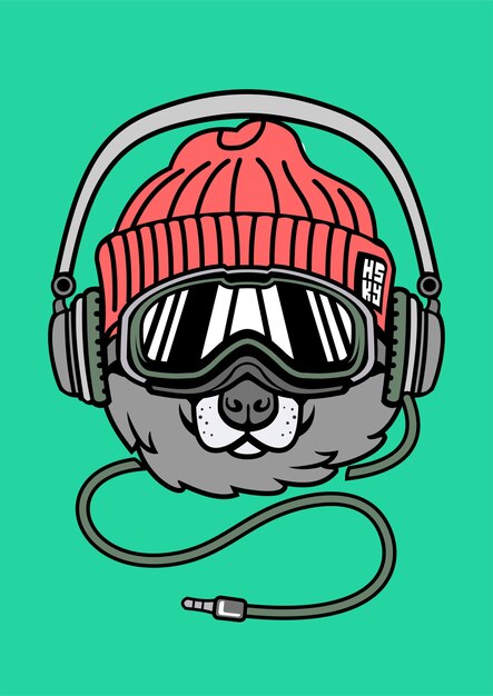 Cool Dog illustrazione disegnata a mano