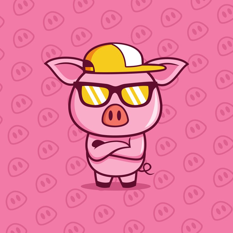 Cool Pig Pig indossa un'illustrazione di occhiali