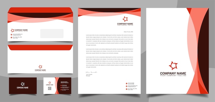 Vettore copertina della busta del biglietto da visita della carta intestata del modello di progettazione stazionaria di affari corporativi arancione