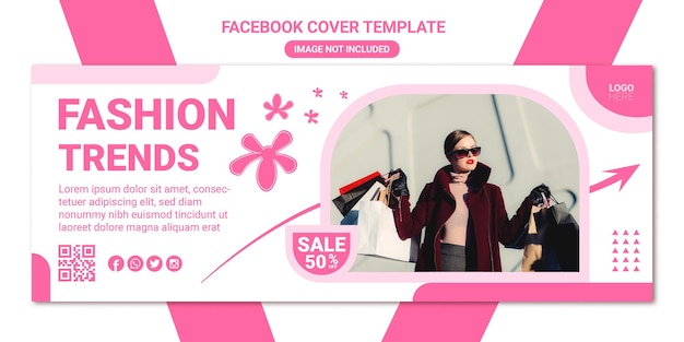 Copertina di Facebook di moda rosa design piatto