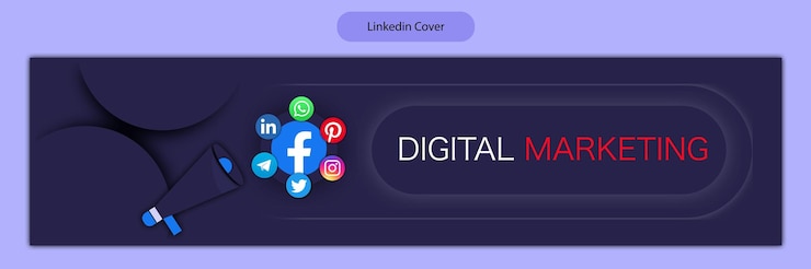 Vettore copertina di linkedin per il marketing digitale