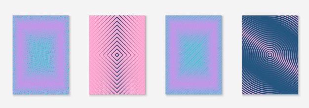Copertina e modello di forme astratte con elementi geometrici di linea