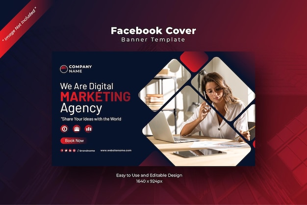 Copertina Facebook dell'agenzia di marketing digitale rosso nero