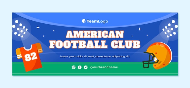 Copertina facebook di football americano design piatto