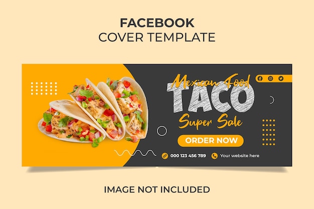 Copertina Facebook di taco cibo messicano e modello di banner web