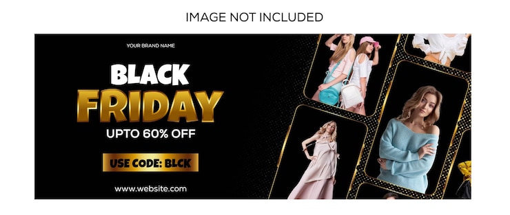 Vettore copertina facebook dorata di vendita del black friday