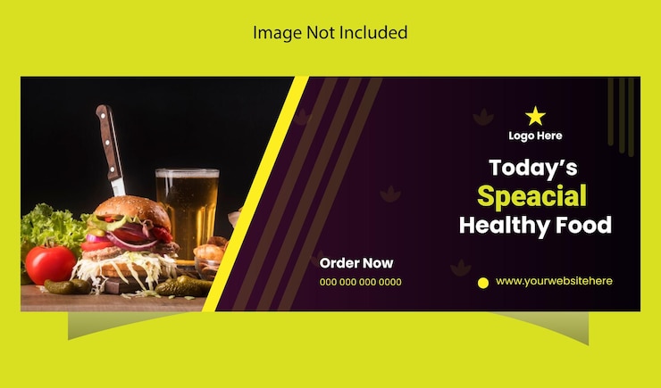 Vettore copertina facebook fast food design piatto