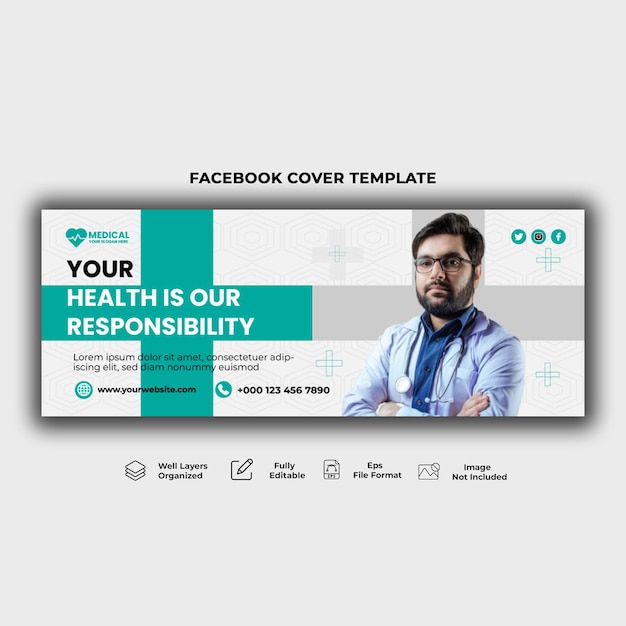 Copertina facebook sanitaria medica e modello di banner web.