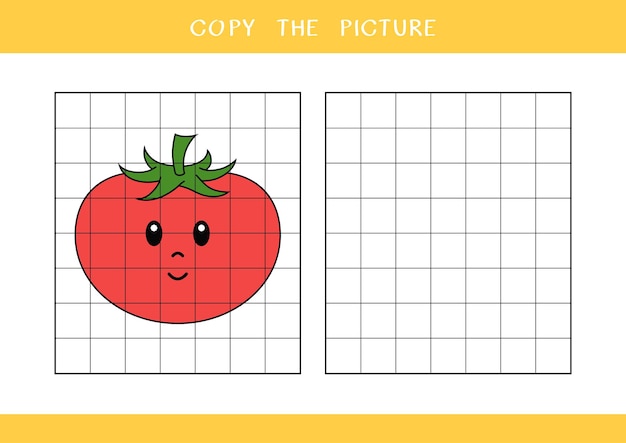 Copia l'immagine del foglio di lavoro Vector pomodoro carino