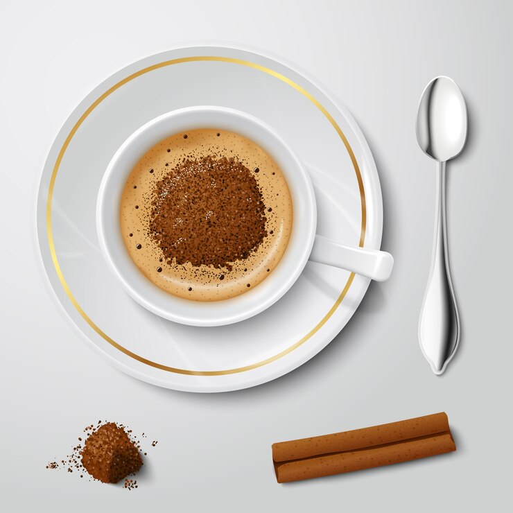 Vettore coppa bianca realistica con cappuccino