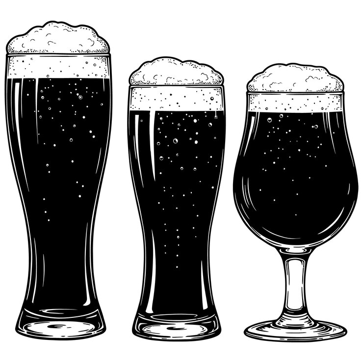 Coppa da birra Siluette su uno sfondo bianco