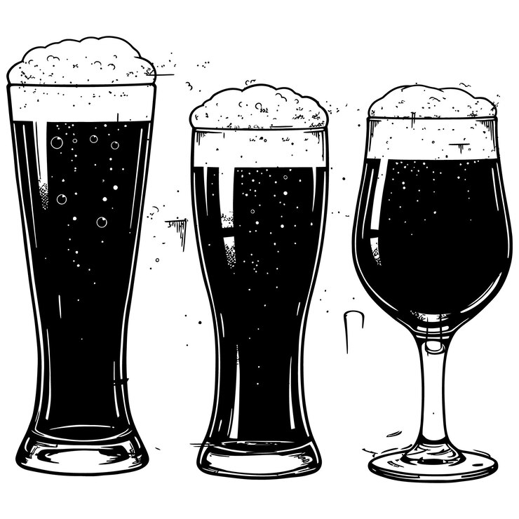 Coppa da birra Siluette su uno sfondo bianco