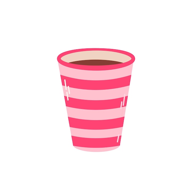 Coppa da caffè rosa in stile piatto Bevanda da bere