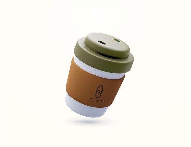Coppa da caffè semplice e decomposibile con un coperchio su di essa d'icona di coppa di caffè ridotta al minimo