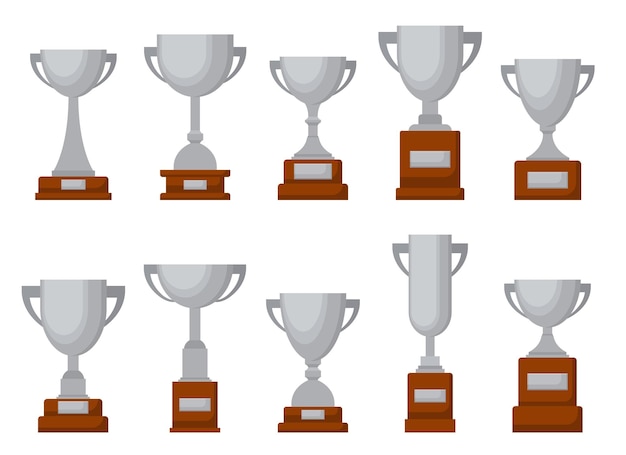 Coppa del trofeo premio Coppa d'argento in design piatto Illustrazione vettoriale