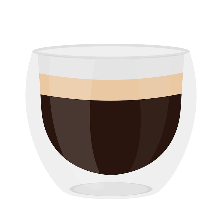 Vettore coppa di vetro a doppio strato con bevanda di caffè illustrazione isolata del vettore dei cartoni animati