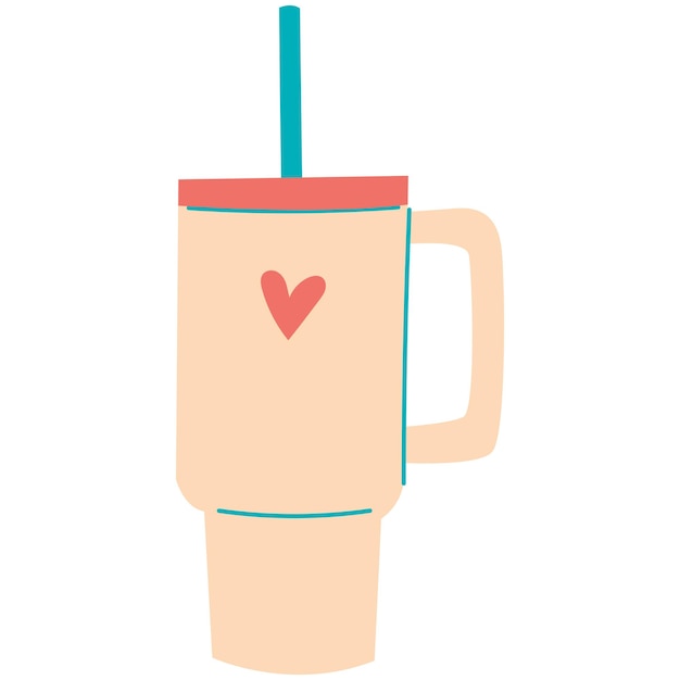 Coppa Thermo Sport Tumbler con manico e paglia