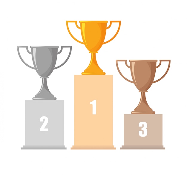 Coppe trofeo in argento, oro e bronzo.