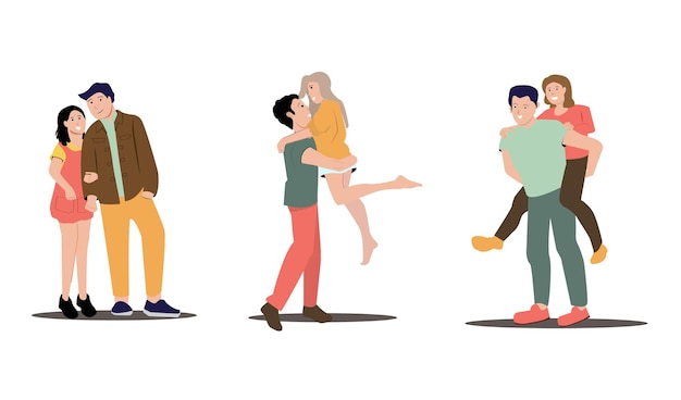 Coppia d'amore Relazioni romantiche Uomo e donna che si tengono per mano che si abbracciano sul dorso felici amanti