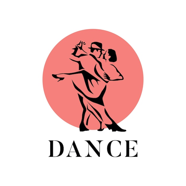 Coppia danzante uomo e donna illustrazione vettoriale icona logo per la festa della scuola di ballo