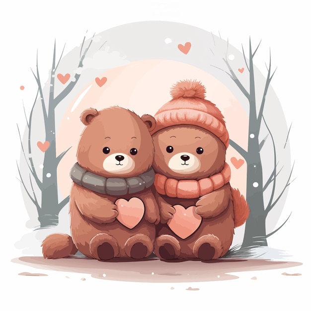 Coppia di orsi carino abbracciare illustrazione vettoriale
